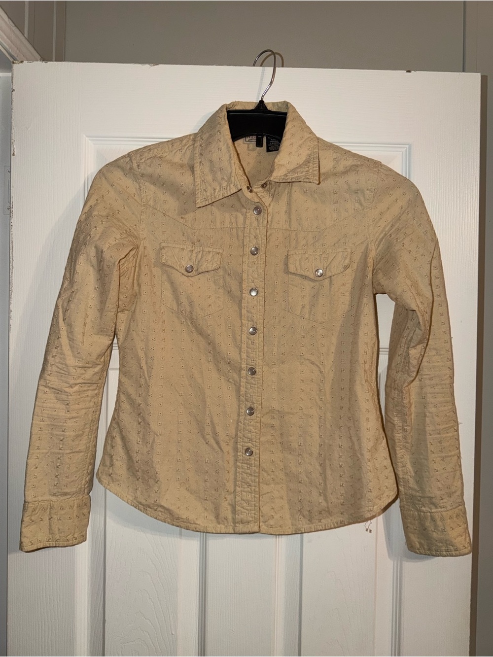 Vintage Y2K Arizona Jean Co Embroidered Cotton Western Pearl Snap Shirt M